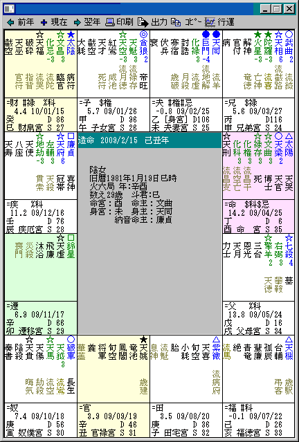 紫微斗数の命盤