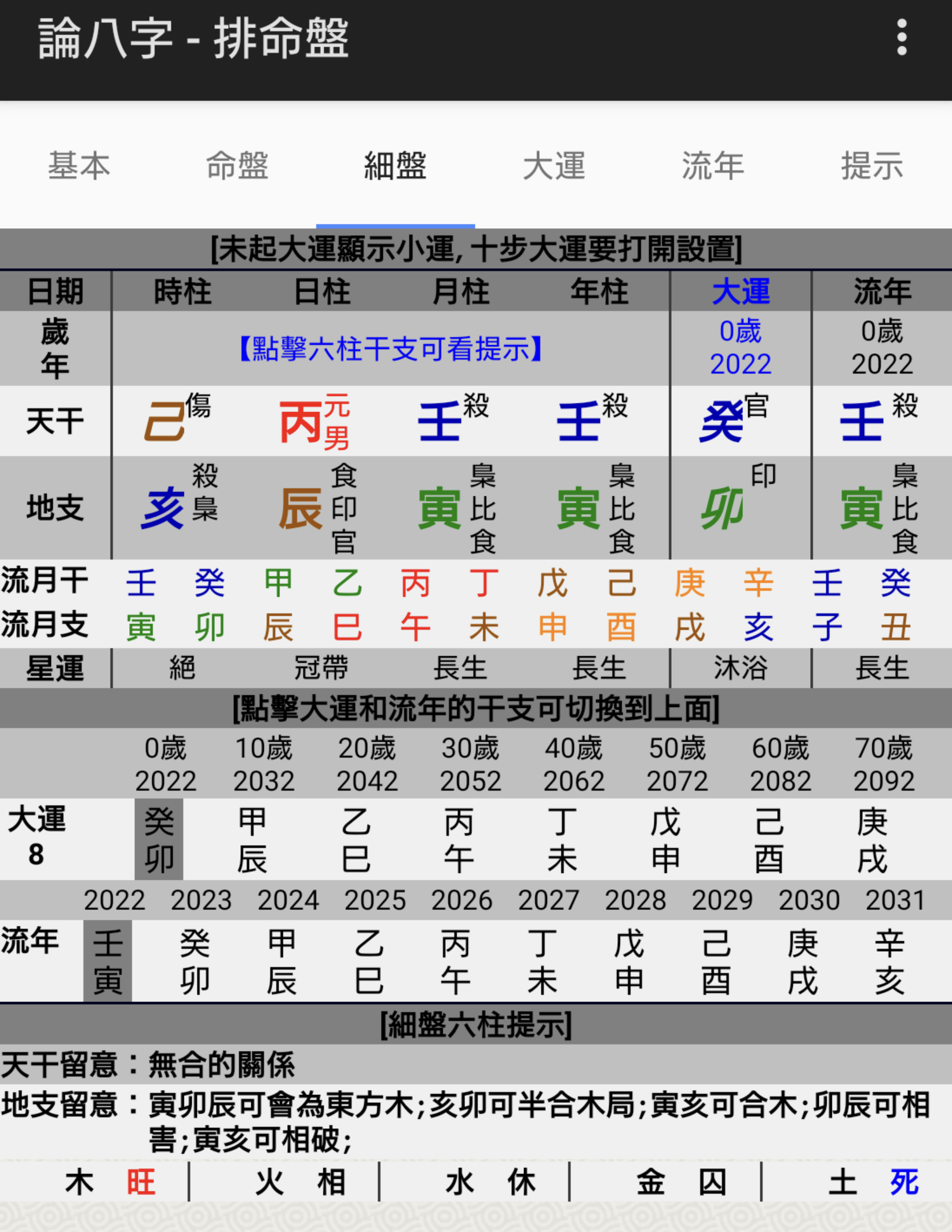 四柱推命命式の自動計算無料アプリ「論八字」