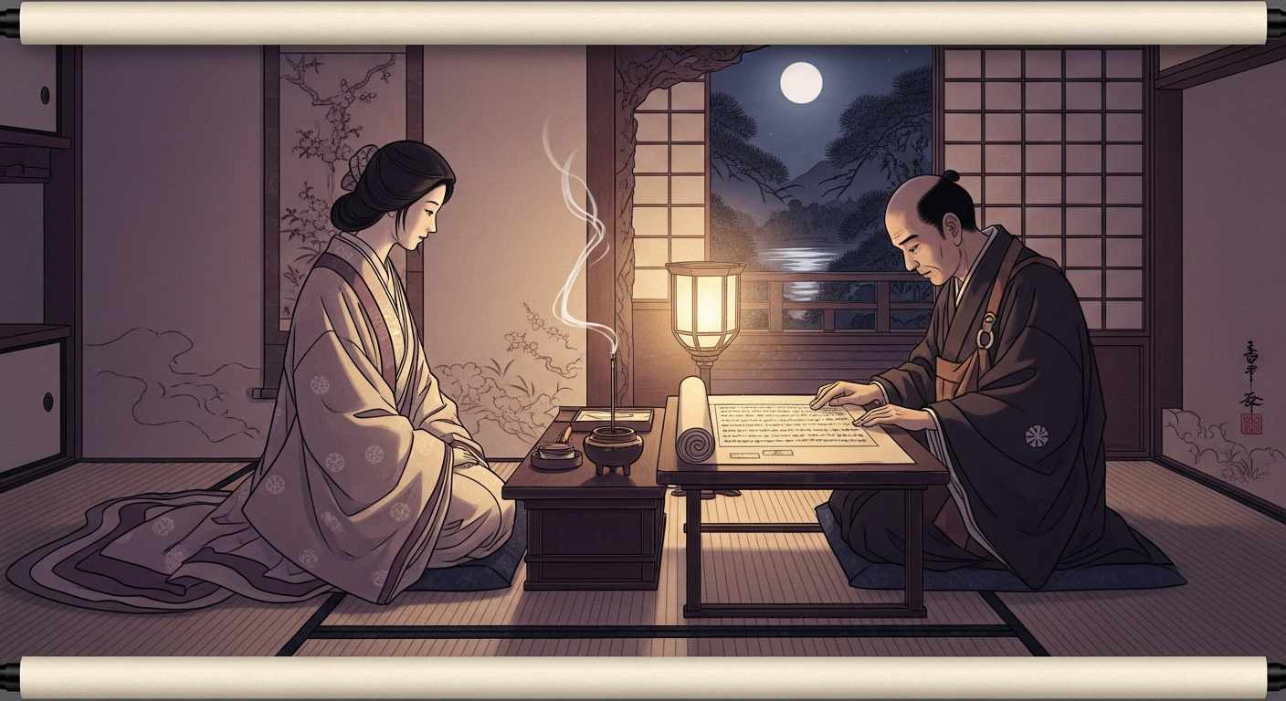 平安時代の公家が宿曜師に運勢を占わせる場面