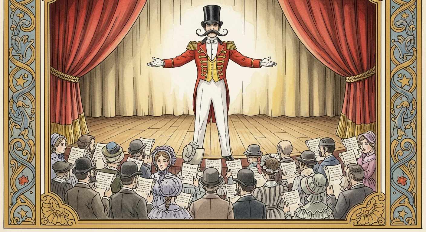 19 世紀のサーカス興行師 P.T. Barnum とバーナム効果を象徴するイラスト